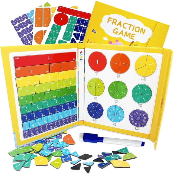 Fraction Educational Puzzle for , Fraction Tiles & Fraction Circles, Math Manipulatives for Elementary School Early Math Skills
