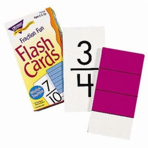 Fraction Fun Flash Cards, Multi Color - 96 per Pack - Pack of 3