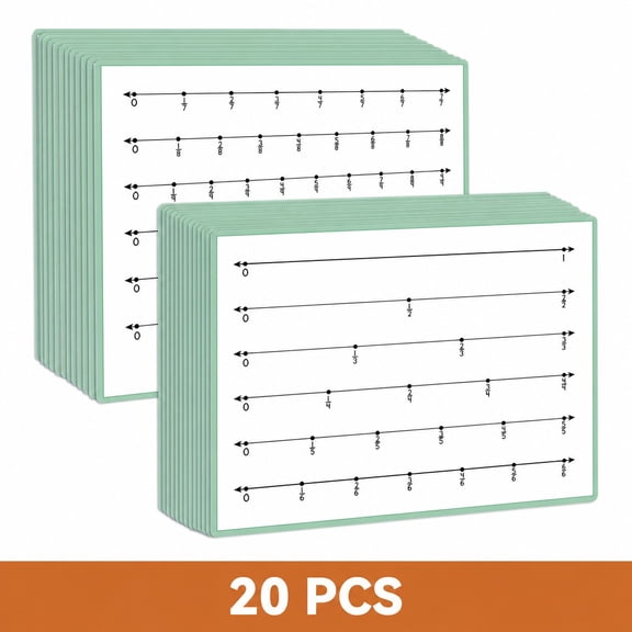 Fraction Whiteboard, 20 Sheets Double-Sided Number Line Dry Erase Board 28.2x20.7cm for, Fraction Practice, Classroom, Homeschool