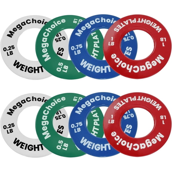 Fractional Weight Plate Set - 8 Piece Micro Loading Plates 0.25 lb to 1 lb for Progressive Strength Training - Fits 2 Inch Bars