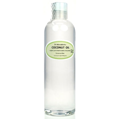Dr Adorable - 12 oz - Fractionated Coconut Oil - 100% Pure Organic Natural Moisturizing Oil Hair Skin Nails