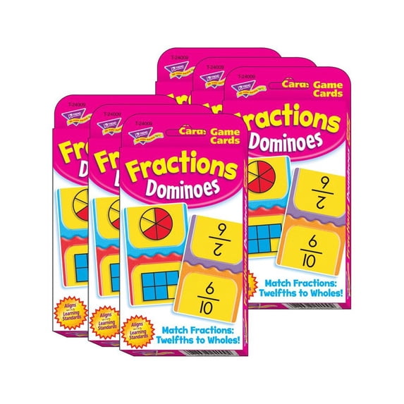 Fractions Dominoes Challenge Cards, 6 Packs, by TREND