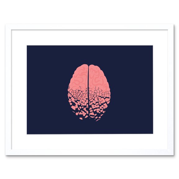 Fractured Brain Cracks Artwork Framed Wall Art Print 9X7 Inch