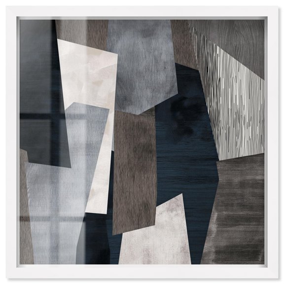 Fractured Prism III Shadowbox Print Black Wall Decor by Art Remedy, White Frame, 40 x 40