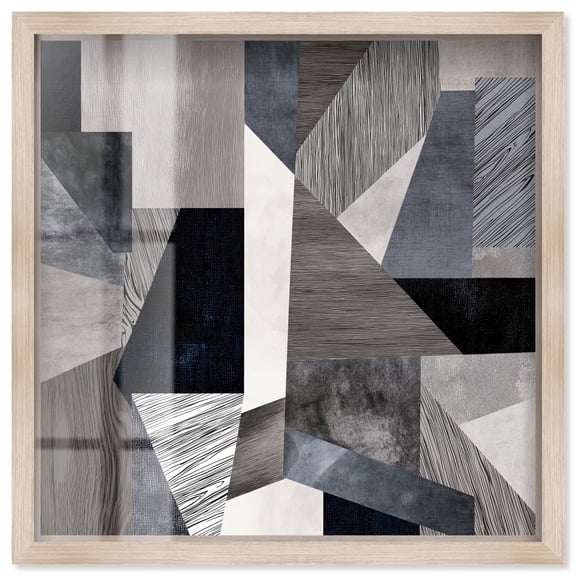 Fractured Prism IV Shadowbox Print Black Wall Decor by Art Remedy, Blonde Frame, 30 x 30