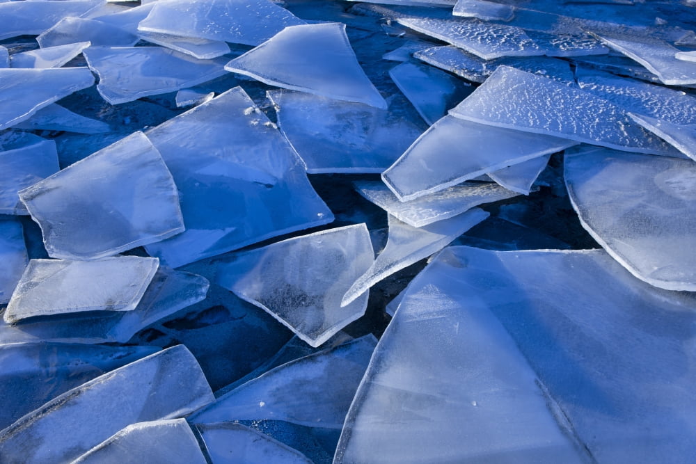 Fractured Surface Ice Drifted To The Shoreline Of Mendenhall Lake Juneau Southeast Alaska Winter Canvas Art - John Hyde Design Pics (36 x 24)