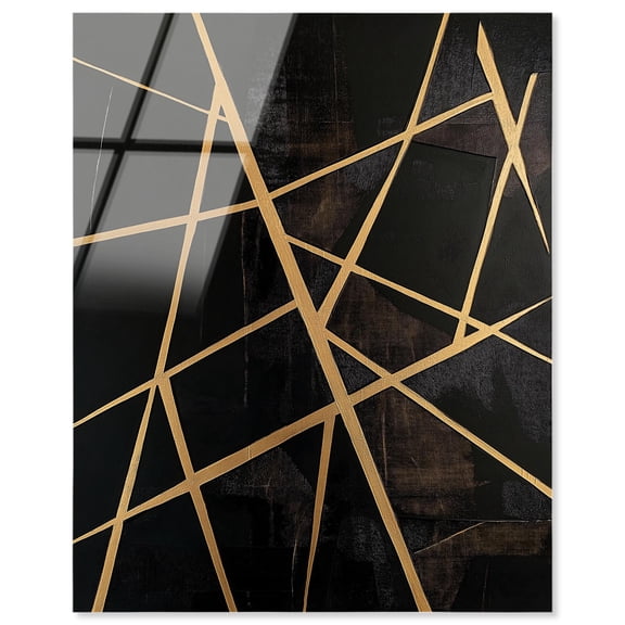 Fractured Zenith Acrylic Print Black Gold Decor by Art Remedy, Ready to Hang, 30 x 36