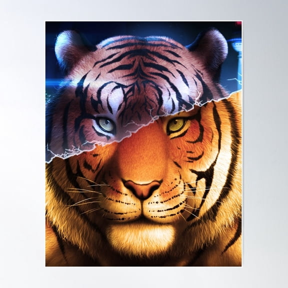 Fractures - Furry Animal Anthro Tiger Poster Wall Art, Modern Wall Decor For Living Room Bedroom, 12x18 UNFRAMED
