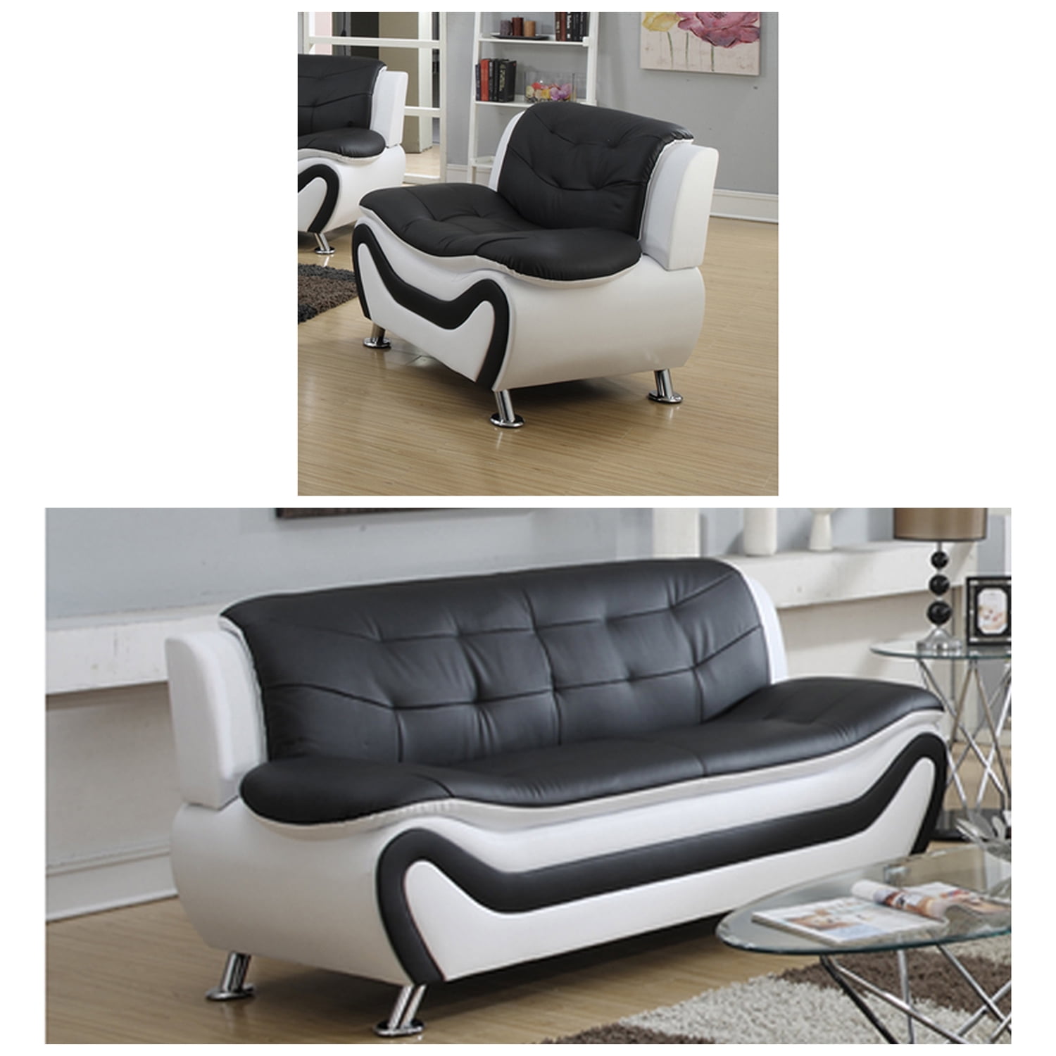 Black and white sofa chair discount