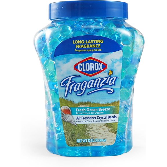Fraganzia Crystal Beads Air Freshener, Long Lasting Room Deodorizer and Odor Eliminator Gel Beads to Freshen Home, Car, or Office, Fresh Ocean Breeze Scent, 12 Fl Oz