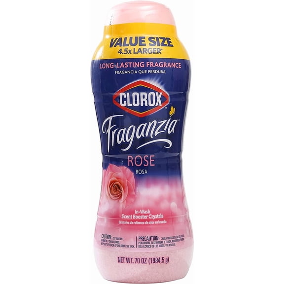 Fraganzia Laundry Scent Booster Crystals in Rose Scent - Scented In-Wash Freshener Beads for Fresh, Clean, Great Smelling Clothes and Linens, 70 Oz