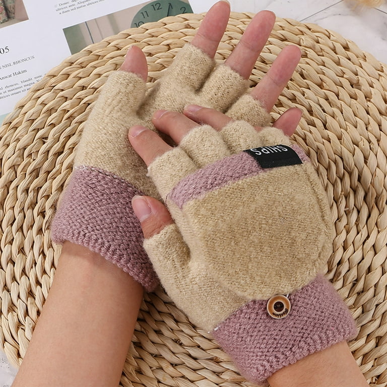 Fragarn Fashion Knitting Gloves Keep Warm Plush Cutes Lovers Wool Glove