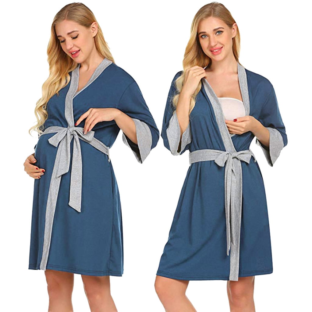 Fragarn Maternity Nursing Robe Delivery Nightgowns Hospital