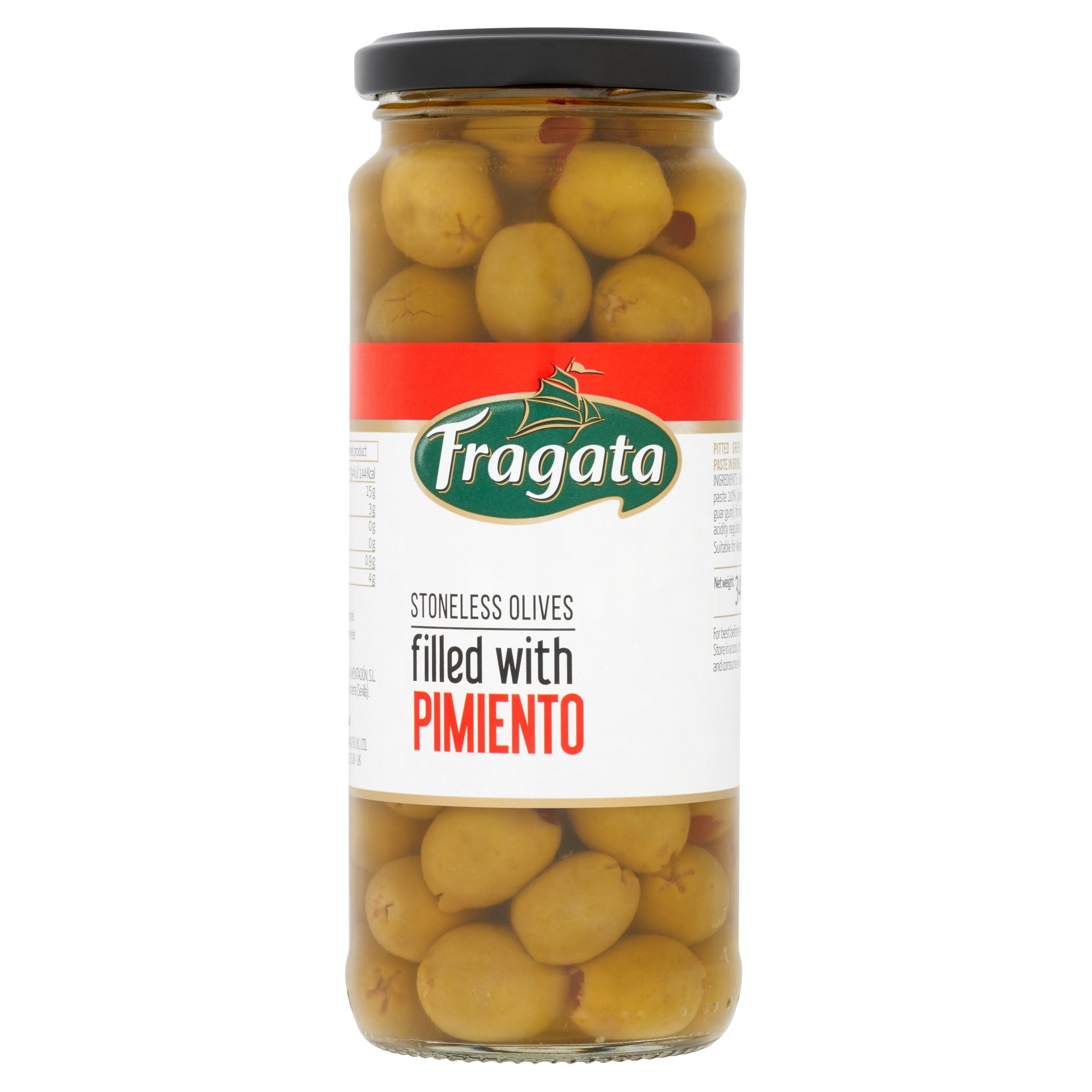 Fragata Stoneless Green Olives Filled with Pimiento 340g, Imported from Britain