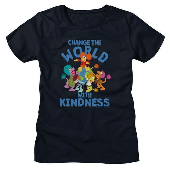 Fraggle Rock Change The World Navy Women's T-Shirt Xl