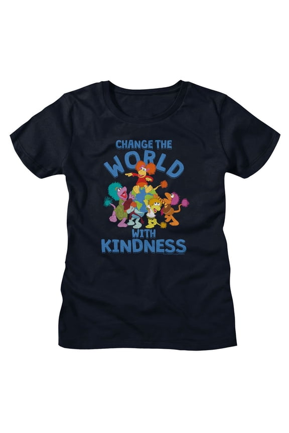 Fraggle Rock Change The World Navy Women's T-Shirt Xl