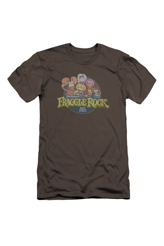 Fraggle Rock Circle Logo Premium Canvas Adult Slim Fit 30/1 T-Shirt Charcoal