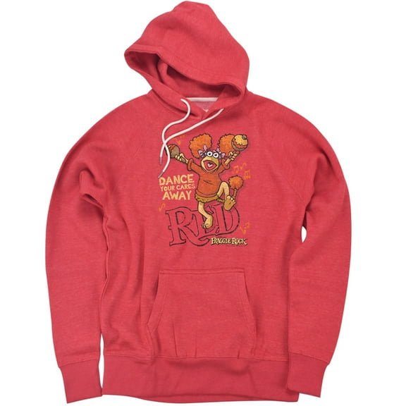 Fraggle Rock Dance Unisex Adult Slim Fit Pull-Over Heather Hoodie, Red, X-Large