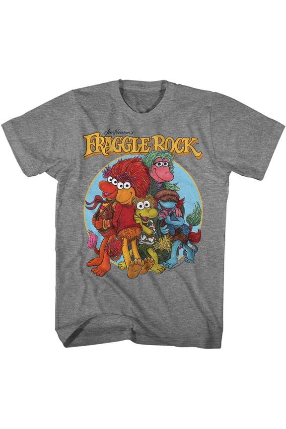 Fraggle Rock Drawn Fraggles Graphite Heather Adult T-Shirt 5Xl