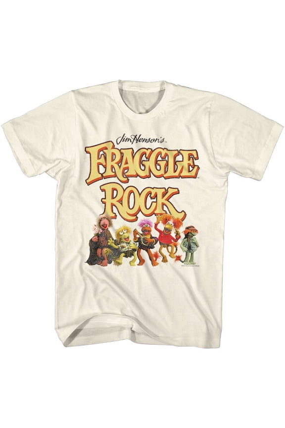 Fraggle Rock Fraggies and Logo Natural Adult T-Shirt