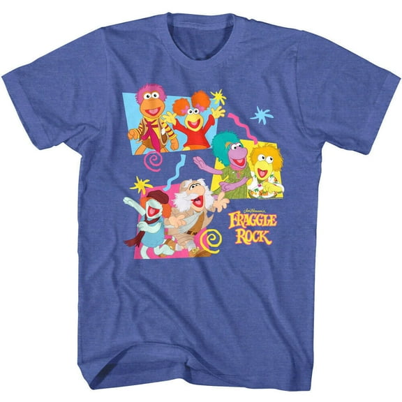 Fraggle Rock Fraggles In Boxes Royal Heather Adult T-Shirt S