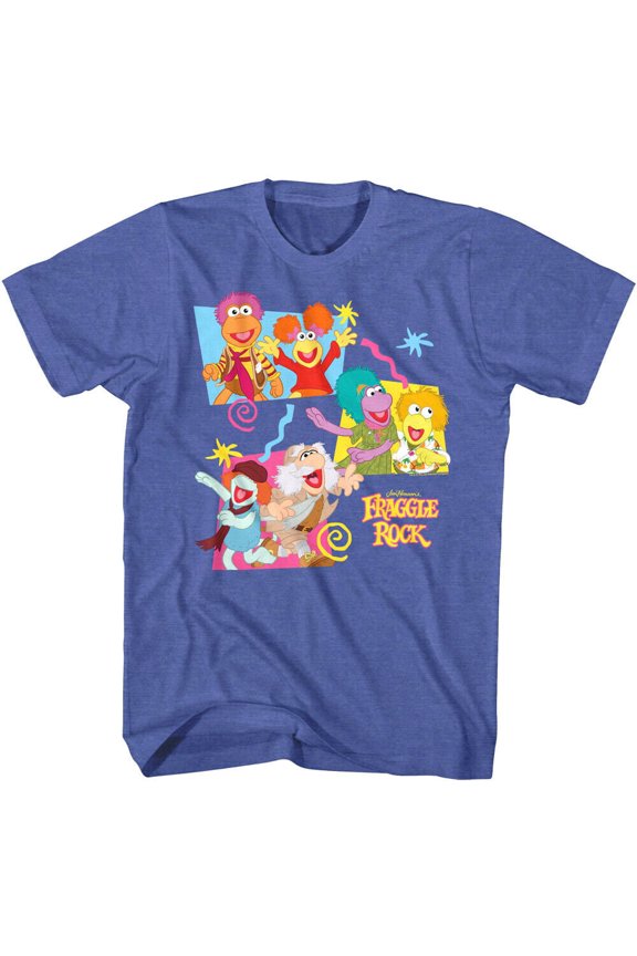 Fraggle Rock Fraggles In Boxes Royal Heather Adult T-Shirt Xl