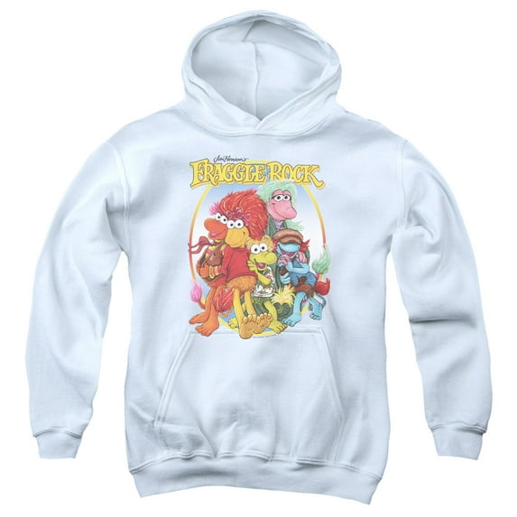 Fraggle Rock Group Hug Youth Pullover Hoodie Sweatshirt White