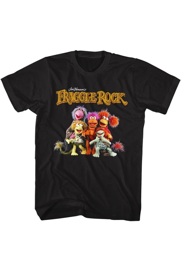 Fraggle Rock Group Shot Black Adult T-Shirt