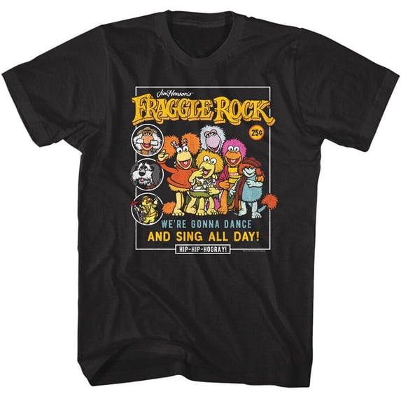 Fraggle Rock Comic Cover Style Black Adult T-Shirt Xl