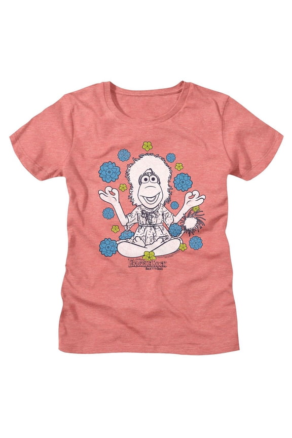 Fraggle Rock Mokey And Flowers Sunset Heather Ladies S/S Tshirt S