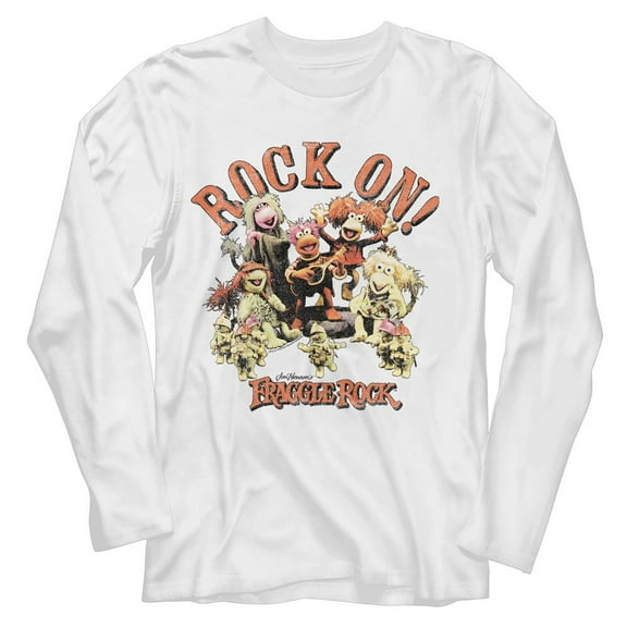 Fraggle Rock On Puppets White Adult Long Sleeve Shirt