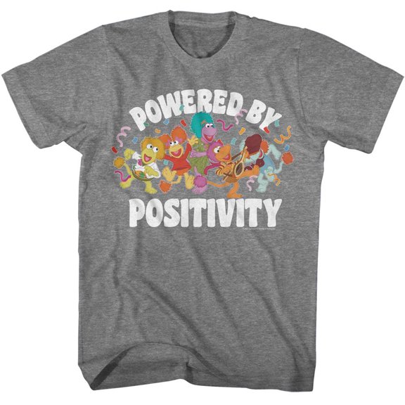Fraggle Rock Powered By PositIVity Graphite Heather Adult T-Shirt 3Xl