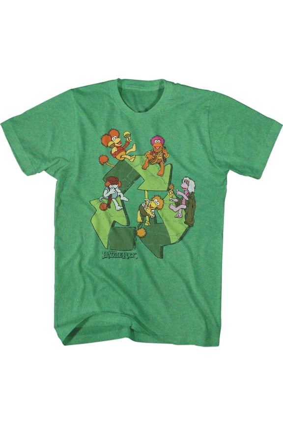 Fraggle Rock Recycle Symbol Kelly Heather Adult T-Shirt
