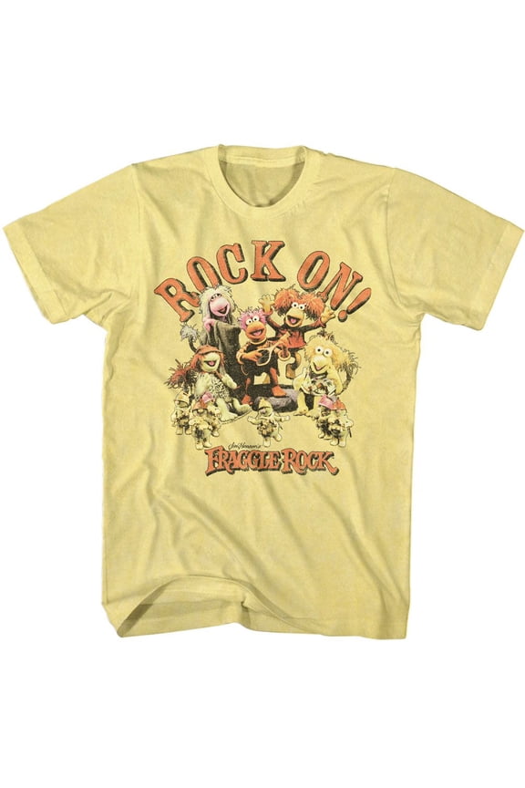 Fraggle Rock Rock On Puppets Yellow Heather Adult T-Shirt Xl