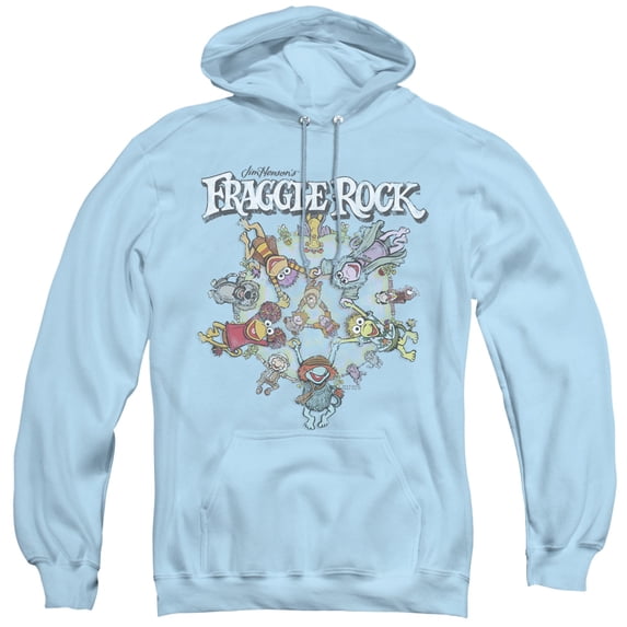 Fraggle Rock Spinning Gang Adult Pullover Hoodie Sweatshirt Light Blue