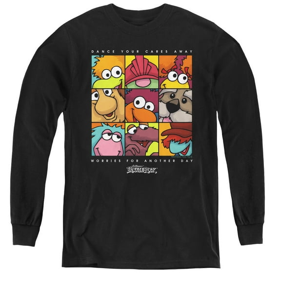 Fraggle Rock Squared Youth Long Sleeve T-Shirt Black