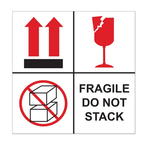 Fragile Do Not Stack Labels 4 x 4 Inch 300 Count 1 Pack