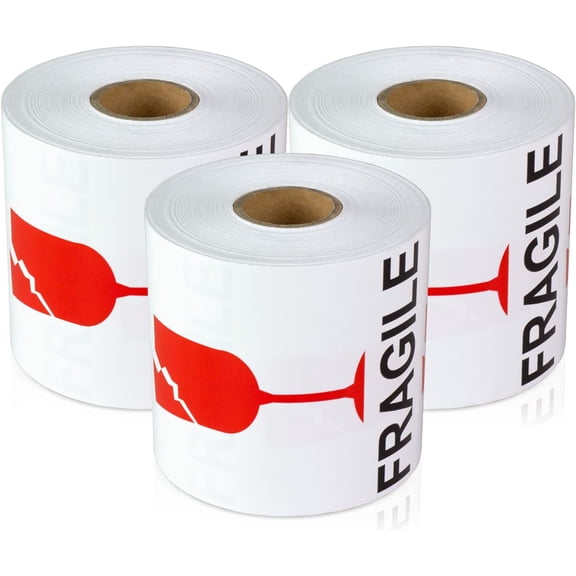 Fragile, Glass Labels (3 x 4 inch, Red - 900 Labels) Glass, Handle with Care Stickers for Safe Shipping & Handling