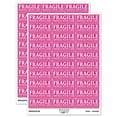 thumbnail image 1 of Fragile Handle With Care Dotted Line Label Box Sticker Set - Hot Pink - Gloss Finish - 1.75" Medium, 1 of 7