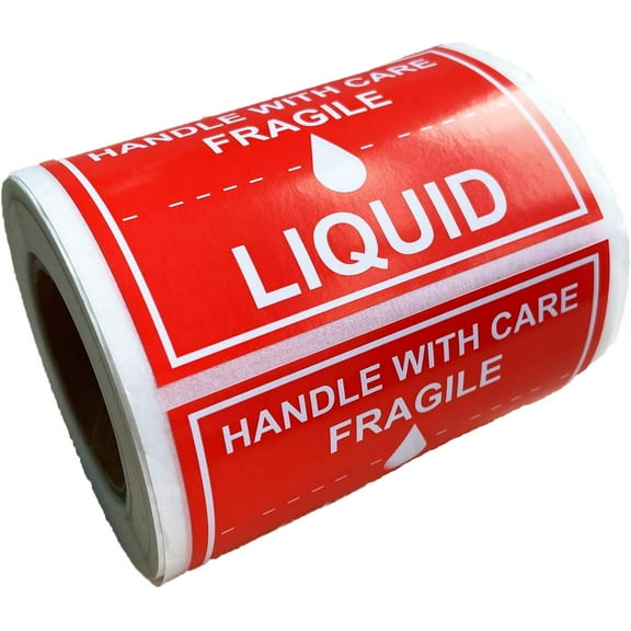 Fragile Liquid Handle with Care Warning Stickers 2*3inch Liquid Shipping Mailing and Packing Warning Labels 300Pcs