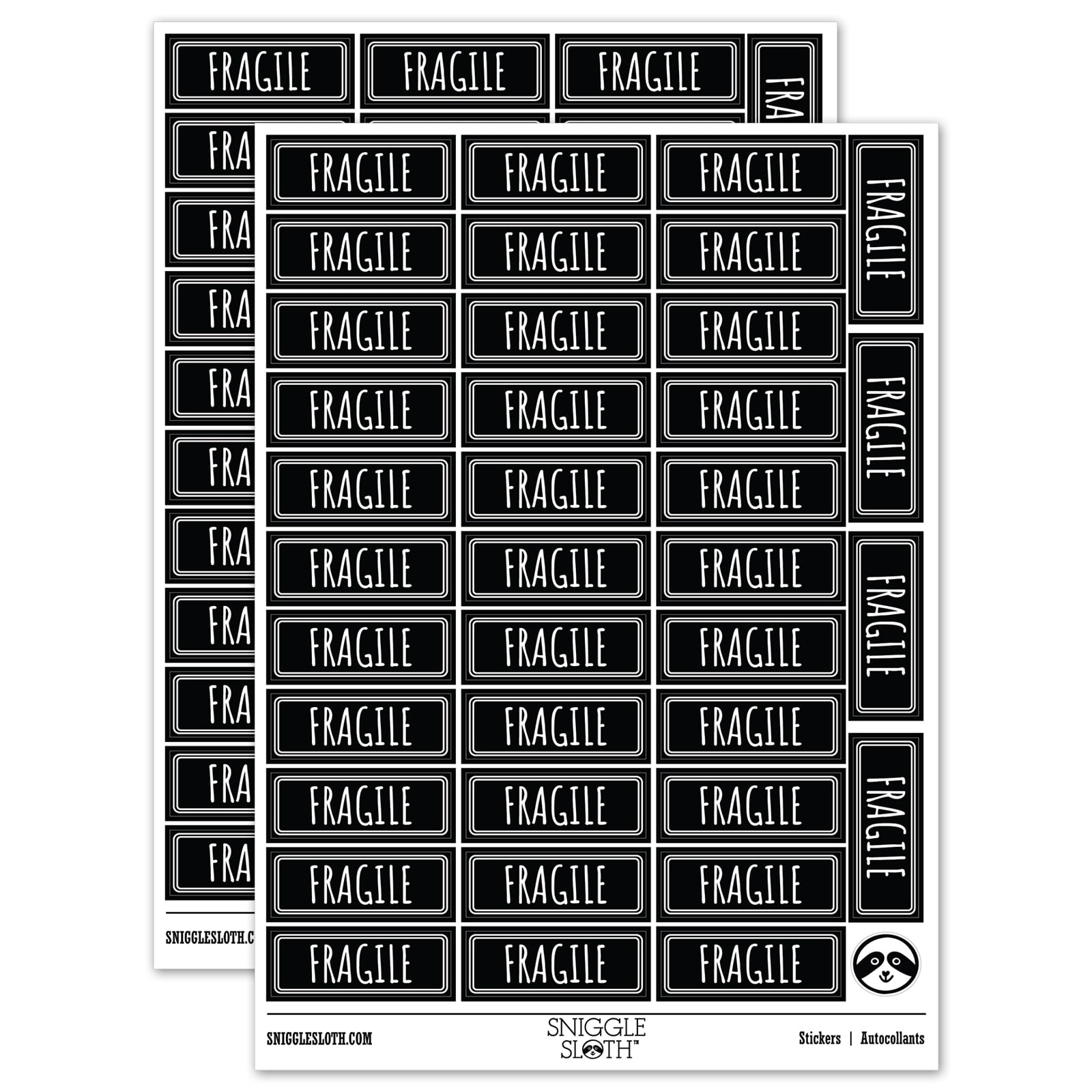 Fragile Shipment Label Box Package Sticker Set - Black - Gloss Finish ...