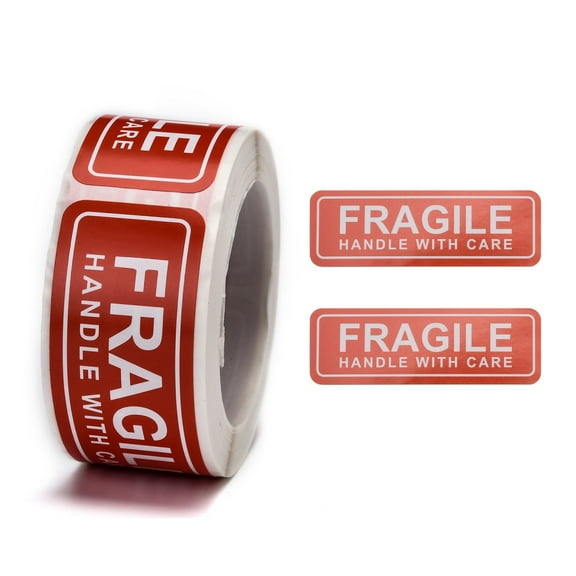 Fragile Stickers Handle with Care Warning Packing Shipping Label Red 25.3x76mm 150pcs/roll DIY