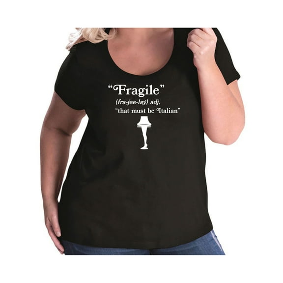 Fragile That Must Be Italian Womens Plus Size Scoopneck Tee