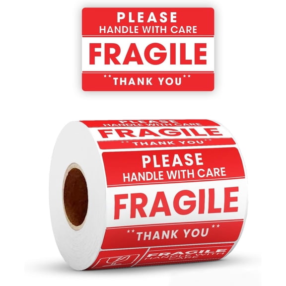 Fragile handle with care label roll - (500 labels, 2