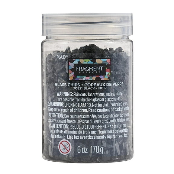 Plaid Fragment Effects Glass Chips, Black, 6 oz