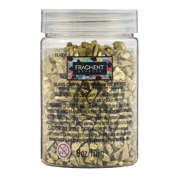 Plaid Fragment Effects Glass Chips, Metallic Gold, 6 oz