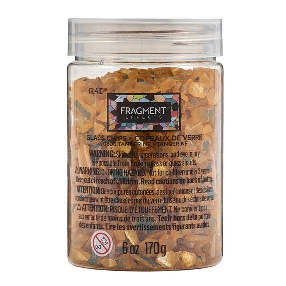 Plaid Fragment Effects Glass Chips, Tangerine, 6 oz