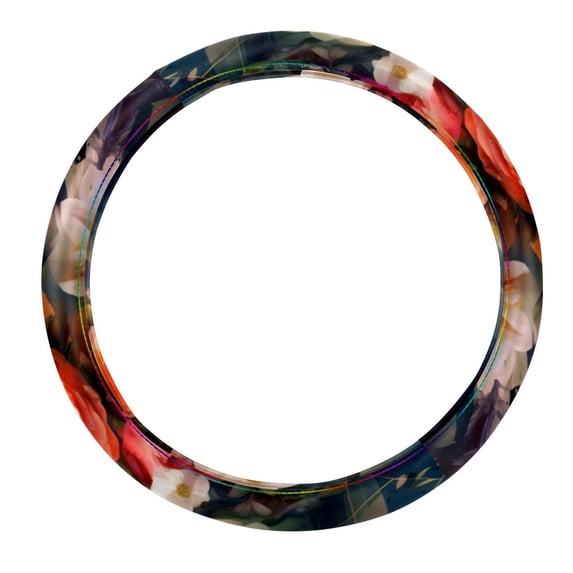 Fragmented Flowers 14.5 Inch Printing PVC Leather Auto Accessories Steering Wheel Cover for Car Wheel Covers