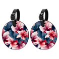 thumbnail image 1 of Fragmented Flowers 2Pcs PU Leather Round Luggage Tags with Privacy Cover and Name ID Tag for Suitcase, Handbags, Backpacks, School Bags, 1 of 6