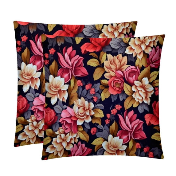 Fragmented Flowers Covers Inserts with Unique Patterns - Set of 2 Chair Pillow Covers, Available in 16x16, 18x18, 20x20 Inches for Any Occasion